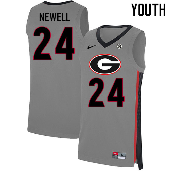 Youth #24 Jaden Newell Georgia Bulldogs College Basketball Jerseys Sale-Gray